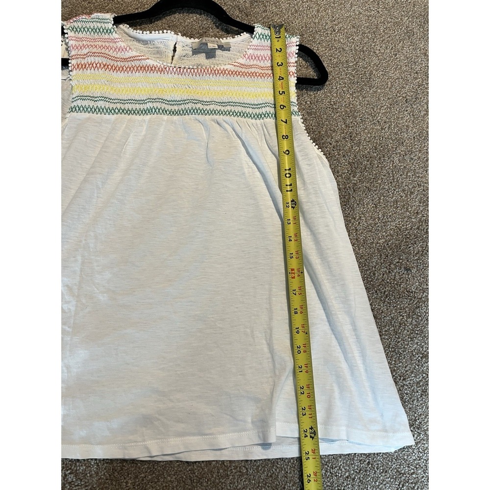 Women's Loft White tank top LOFT colorful embroidered stripes Large - Picture 5 of 6
